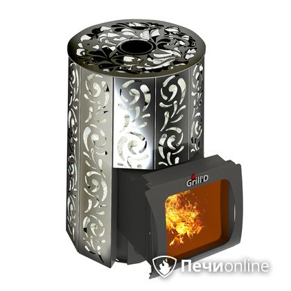 Дровяная печь-каменка GrillD Violet window short Max Жадеит 80 в Томске