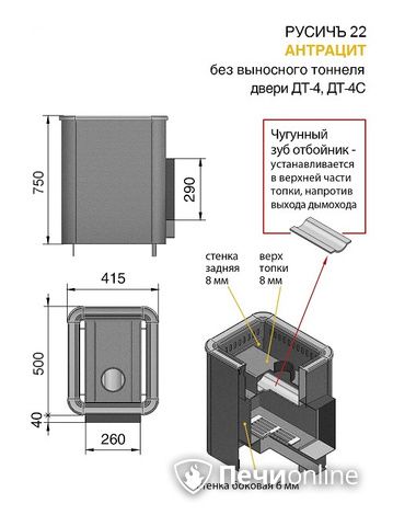 Дровяные печи-каменки Везувий Русичъ Антрацит 22 (ДТ-4) без выноса в Томске