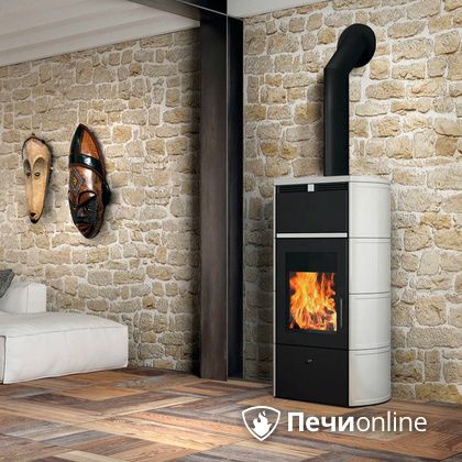 Печь-камин Edilkamin Flamma 24 kw V.A. Bianco Panna с Т/О в Томске
