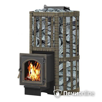 Дровяная банная печь Везувий Ураган Ковка 22 (270) с закрытой каменкой чугун в Томске