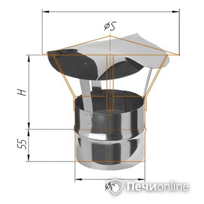 Дымоход Феррум Зонт нержавеющий 0.5 d-115 по воде в Томске